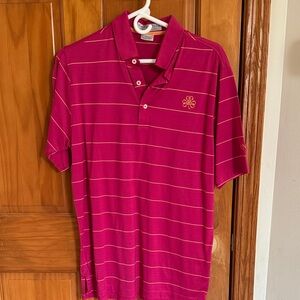 Jonathan Martin Fuchsia Polo Shirt with Subtle Stripes